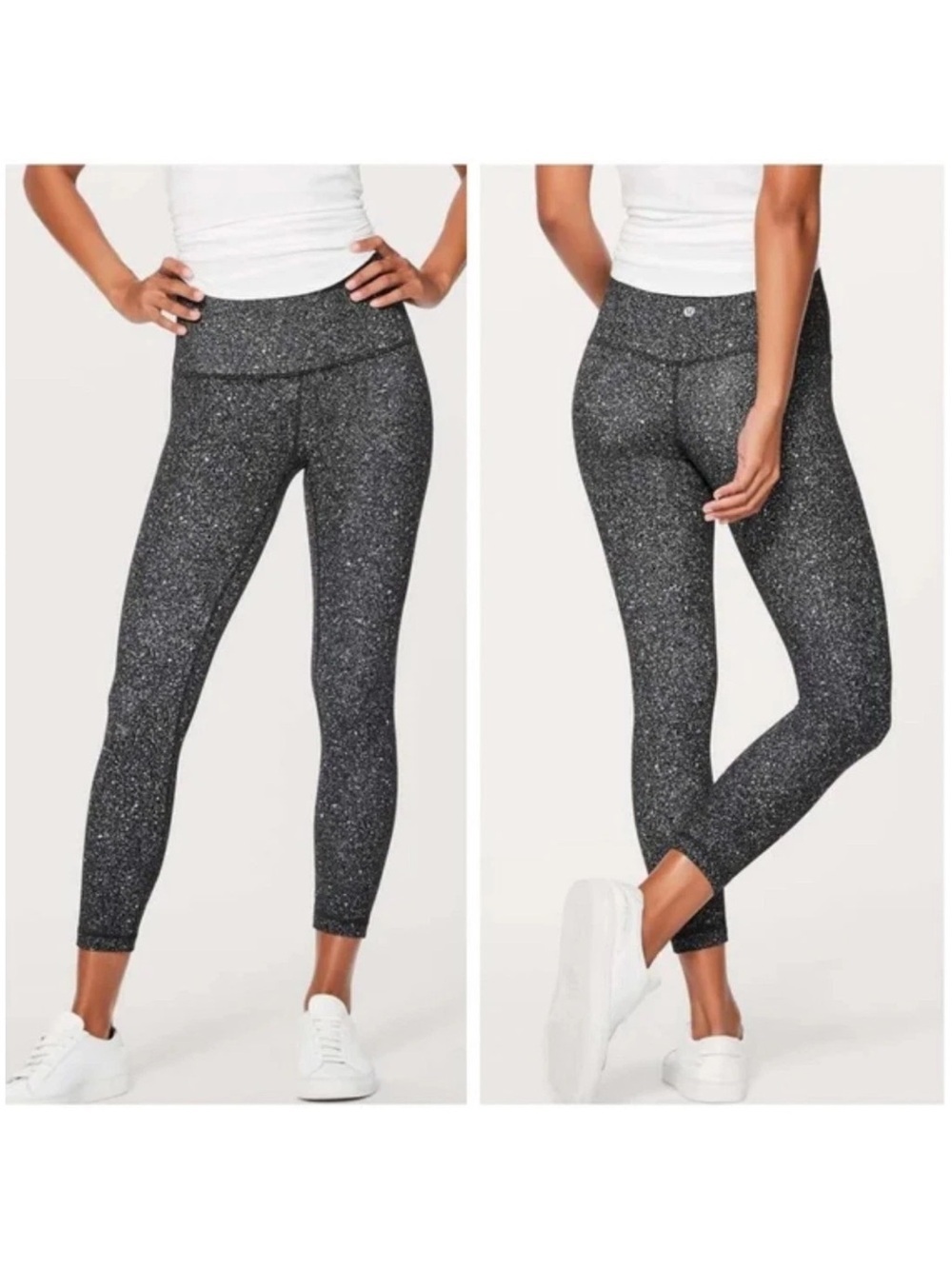 Lululemon Align Pant II 25" Luminesce Splatter Ice Grey Black Size 10
